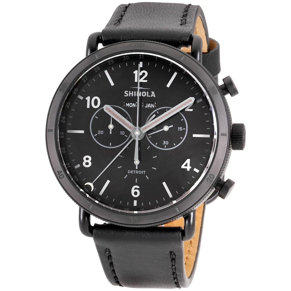 Shinola Men's S0120121828 The Canfield Chronograph Black Leather Watch