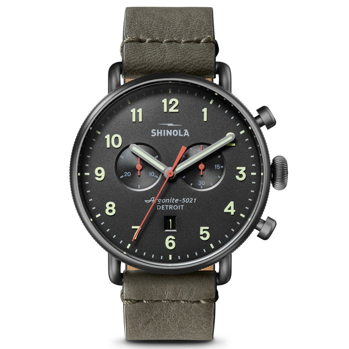 Shinola Men's S0120141498 The Canfield Chronograph Grey Leather Watch
