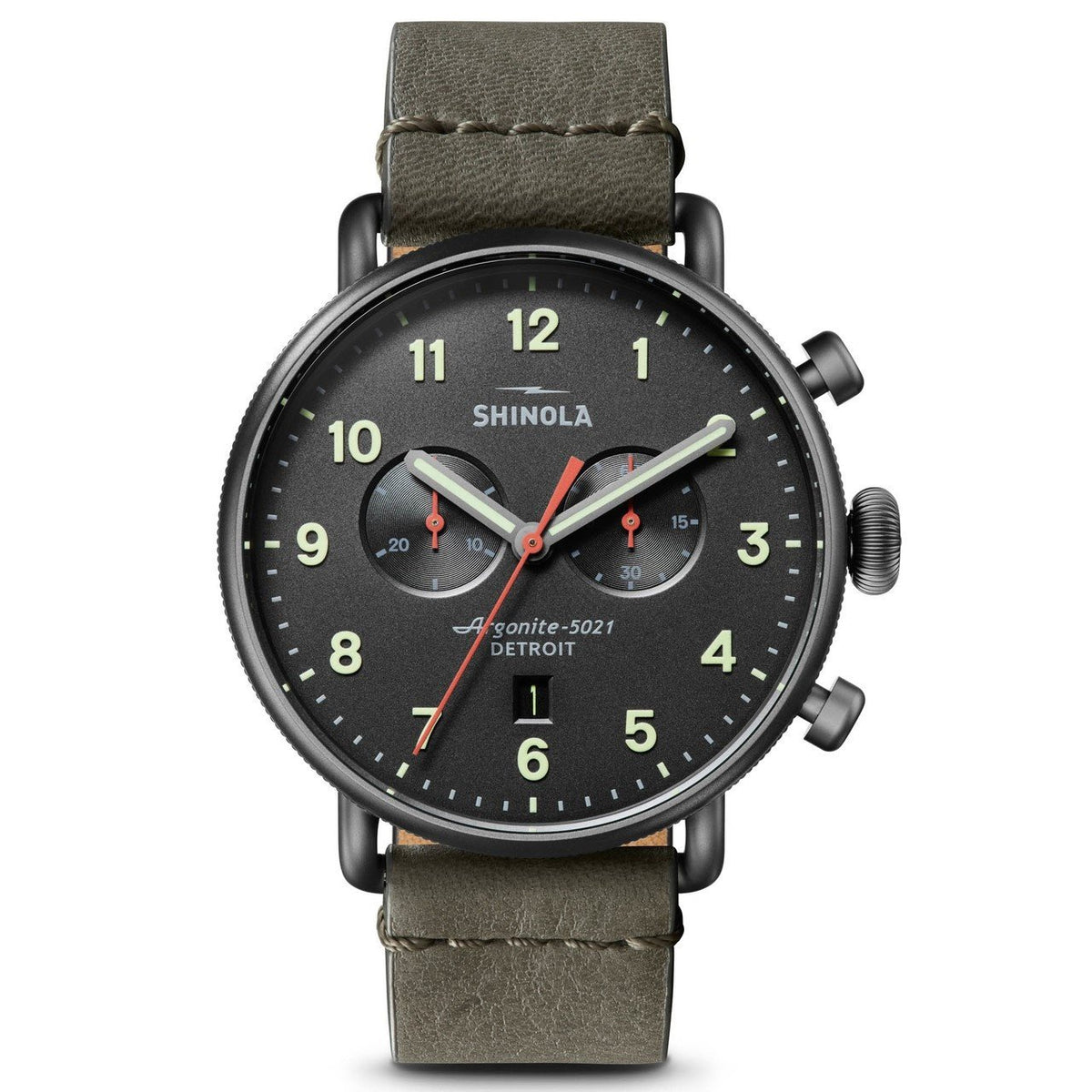 Shinola Men&#39;s S0120141498 The Canfield Chronograph Grey Leather Watch