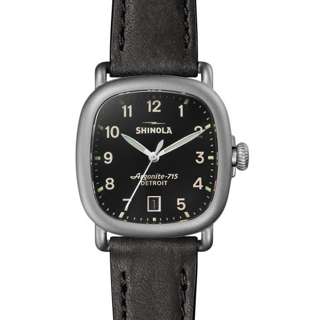 Shinola Men&#39;s S0120161935 The Guardian Black Leather Watch