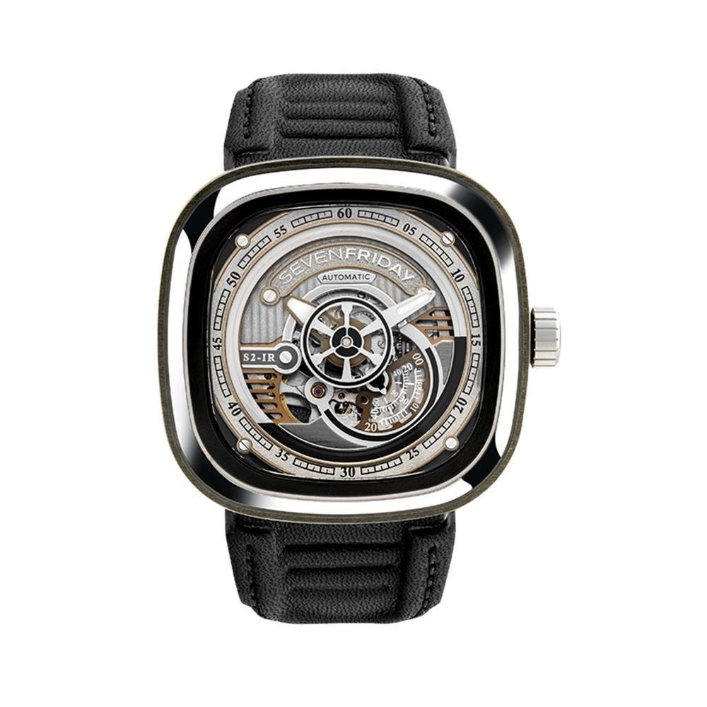 SevenFriday Men&#39;s S1-02 S-Series Black Leather Watch