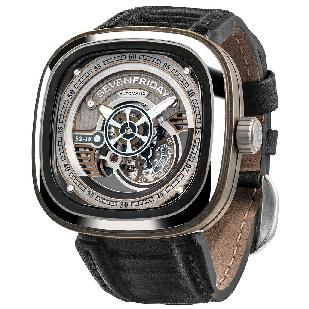 Sevenfriday Men&#39;s S2-01 S-Series Black Leather Watch