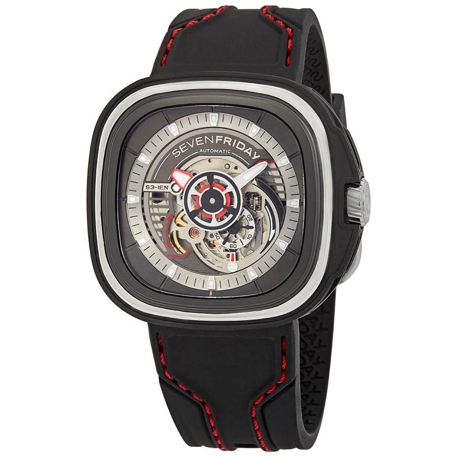 SevenFriday Men&#39;s S3-01 S-Series Black Silicone Watch