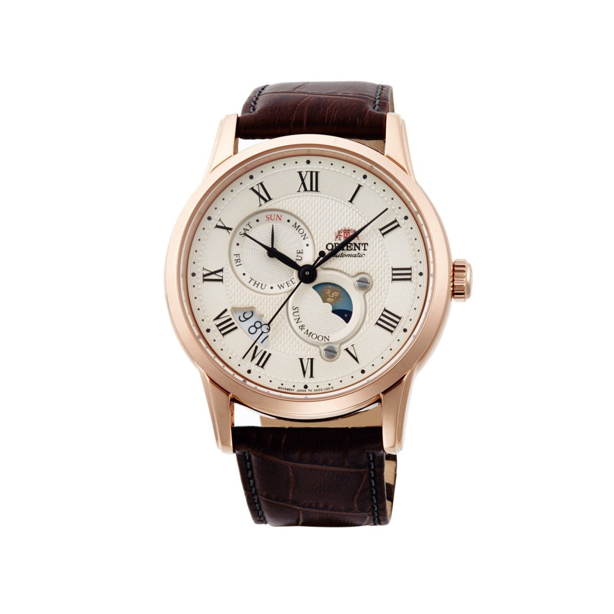 Orient Men&#39;s SAK00001Y Sun and Moon Moonphase Automatic Brown Leather Watch