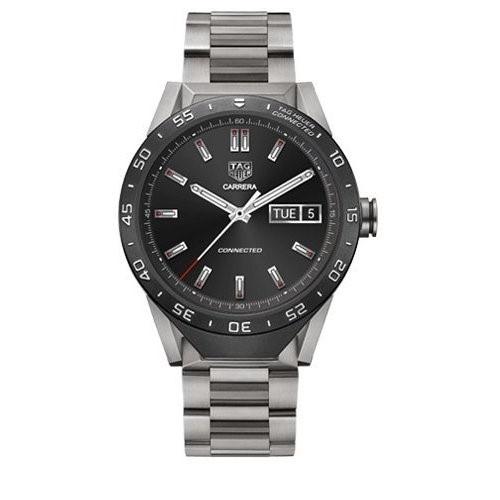 Tag Heuer Men&#39;s SAR8A80.BF0605 Connected Smartwatch Android 4.3+ IOS 8.2+ Bluetooth Gyroscope sensor Haptic engine Microphone Titanium Grade 2 Watch