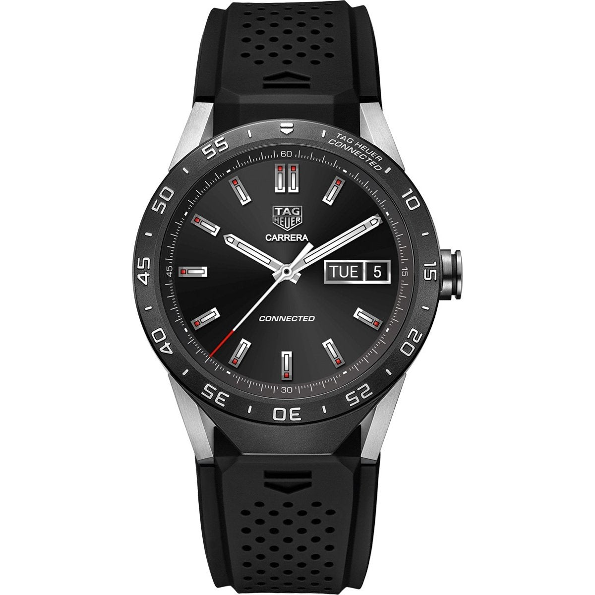 Tag Heuer Men&#39;s SAR8A80.FT6045 Connected Smartwatch Android 4.3+ IOS 8.2+ Bluetooth Gyroscope sensor Haptic engine Microphone Black Rubber Watch