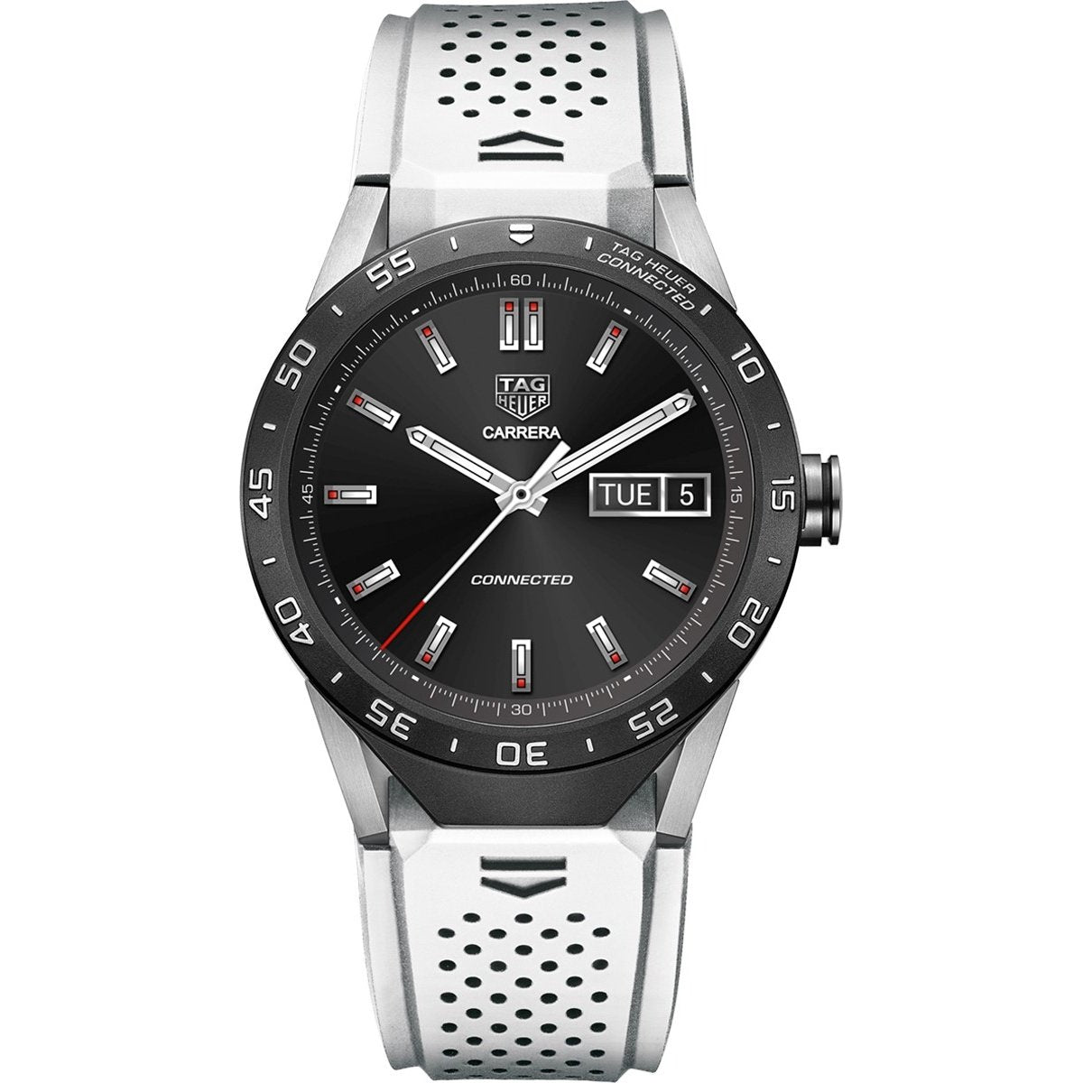 Tag Heuer Men&#39;s SAR8A80.FT6056 Connected Smartwatch Android 4.3+ IOS 8.2+ Bluetooth Gyroscope sensor Haptic engine Microphone White Rubber Watch