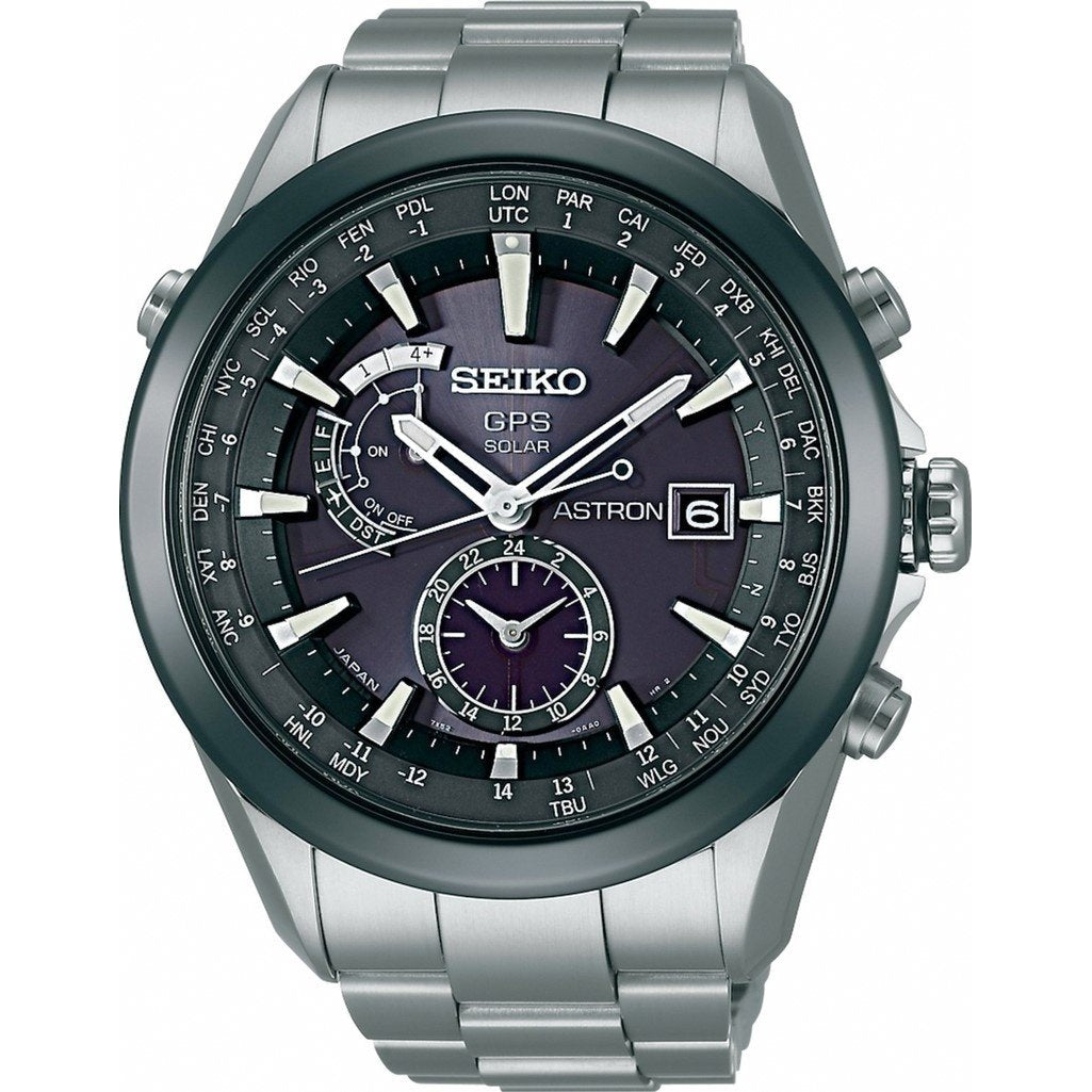 Seiko Men&#39;s SAST003 Astron GPS Solar World Time Titanium Watch