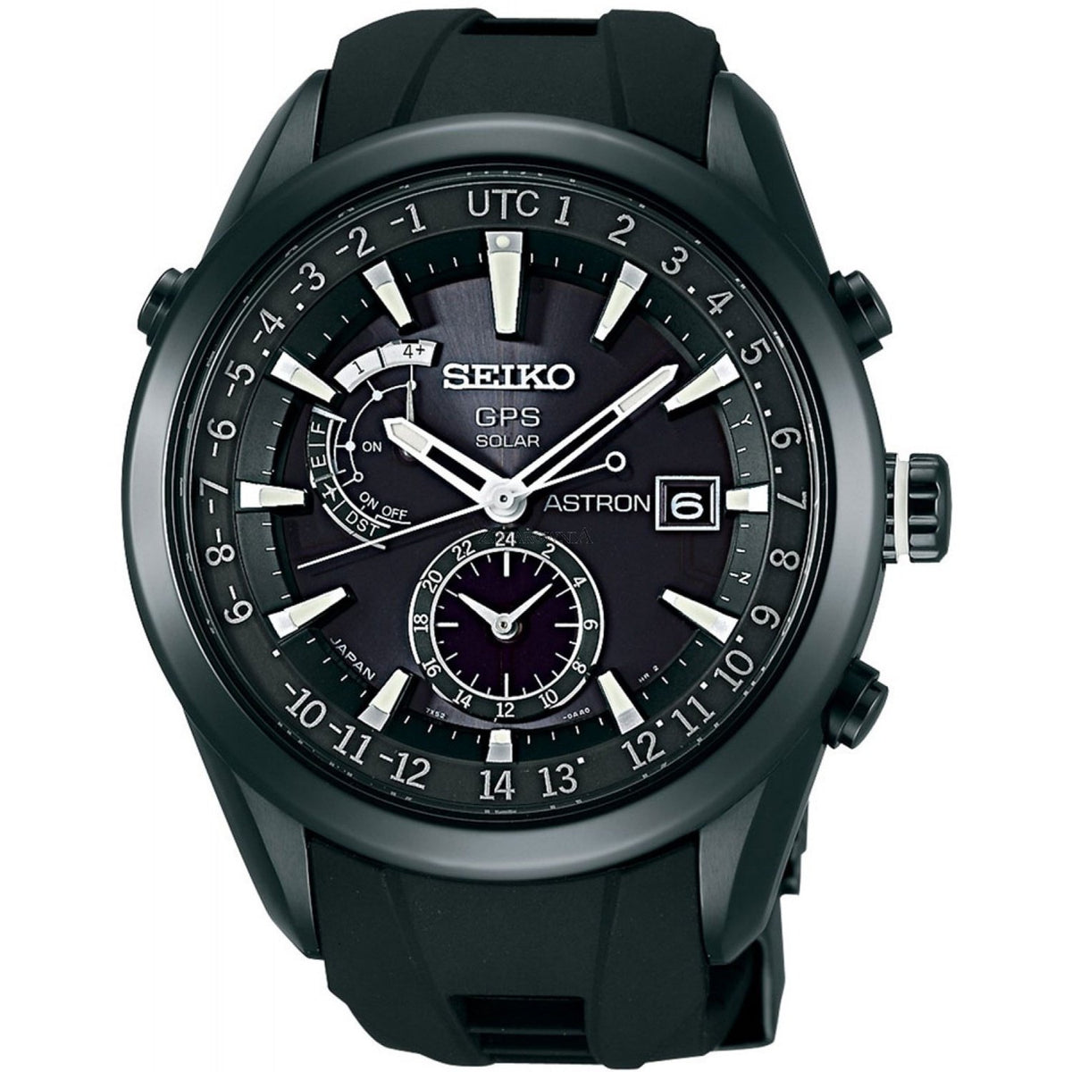 Seiko Men&#39;s SAST011 Astron GPS Solar World Time Black Silicone Watch