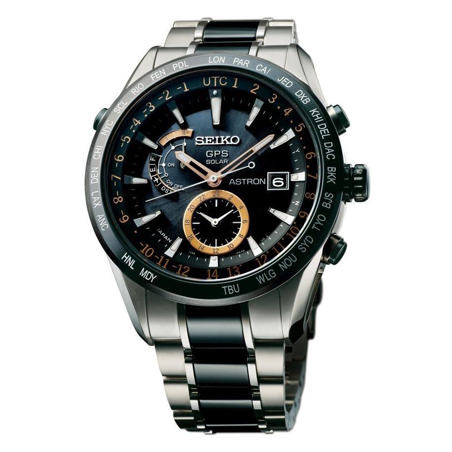 Seiko Men&#39;s SAST017 Astron GPS Solar Limited Edition World Time Two-Tone Titanium and Ceramic Watch