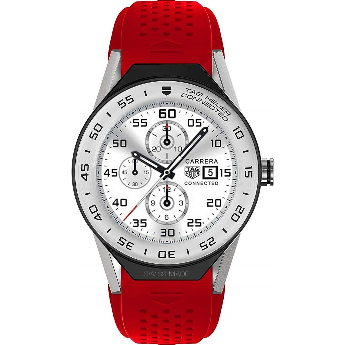Tag Heuer Men&#39;s SBF818001.11FT8033 Connected Modular 41 Chronograph Red Rubber Watch