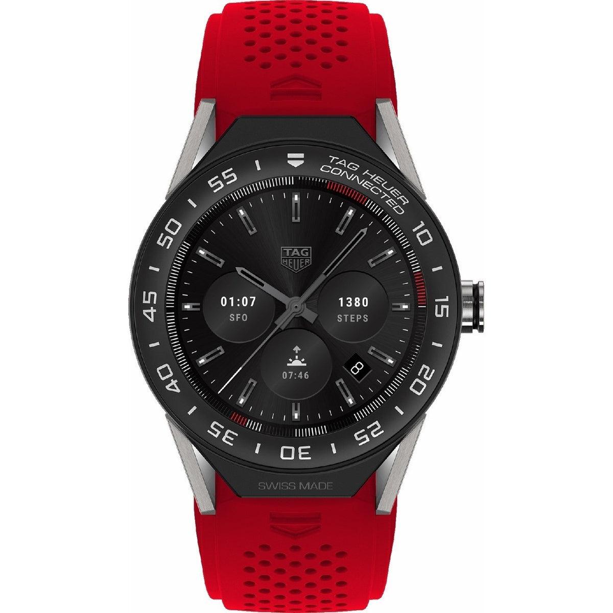Tag Heuer Men&#39;s SBF8A8001.11FT6080 Connected Modular 45 Chronograph Red Rubber Watch