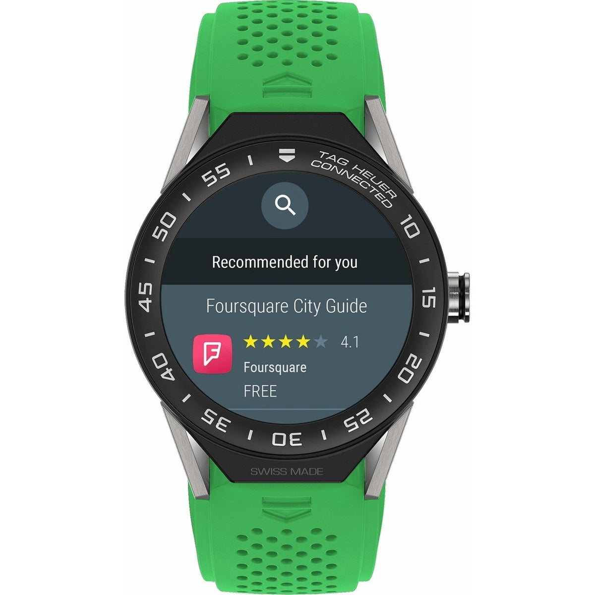 Tag Heuer Men&#39;s SBF8A8001.11FT6083 Connected Modular 45 Chronograph Green Rubber Watch