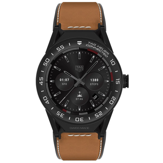 Tag Heuer Men's SBF8A8013.32FT6110 Connected Modular 45 Chronograph Brown Leather Watch