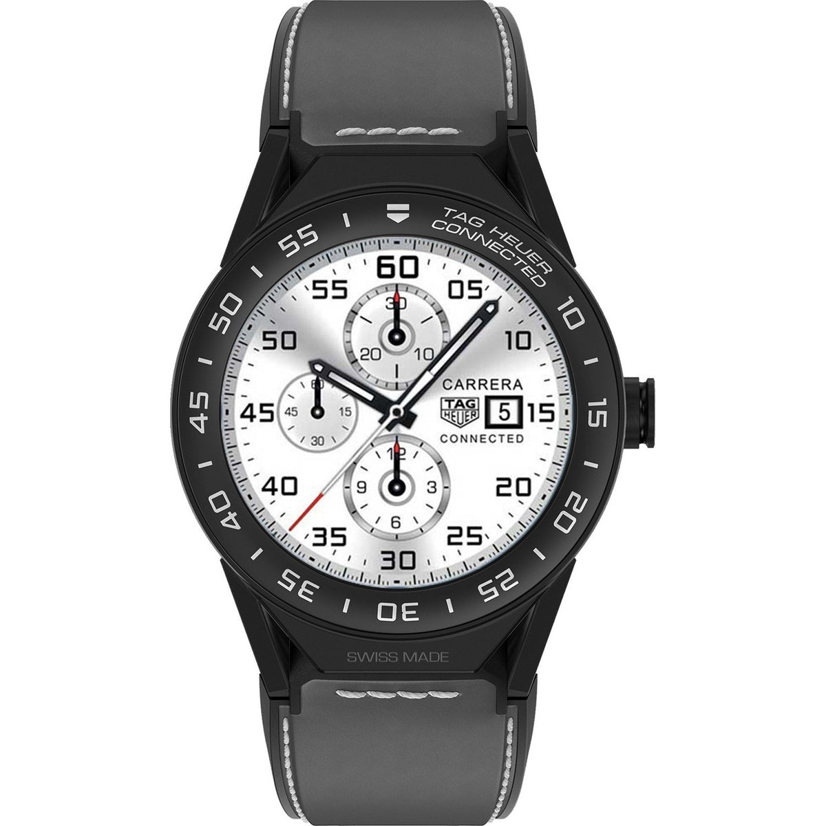 Tag Heuer Men&#39;s SBF8A8013.82FT6104 Connected Modular 45 Chronograph Grey Leather Watch
