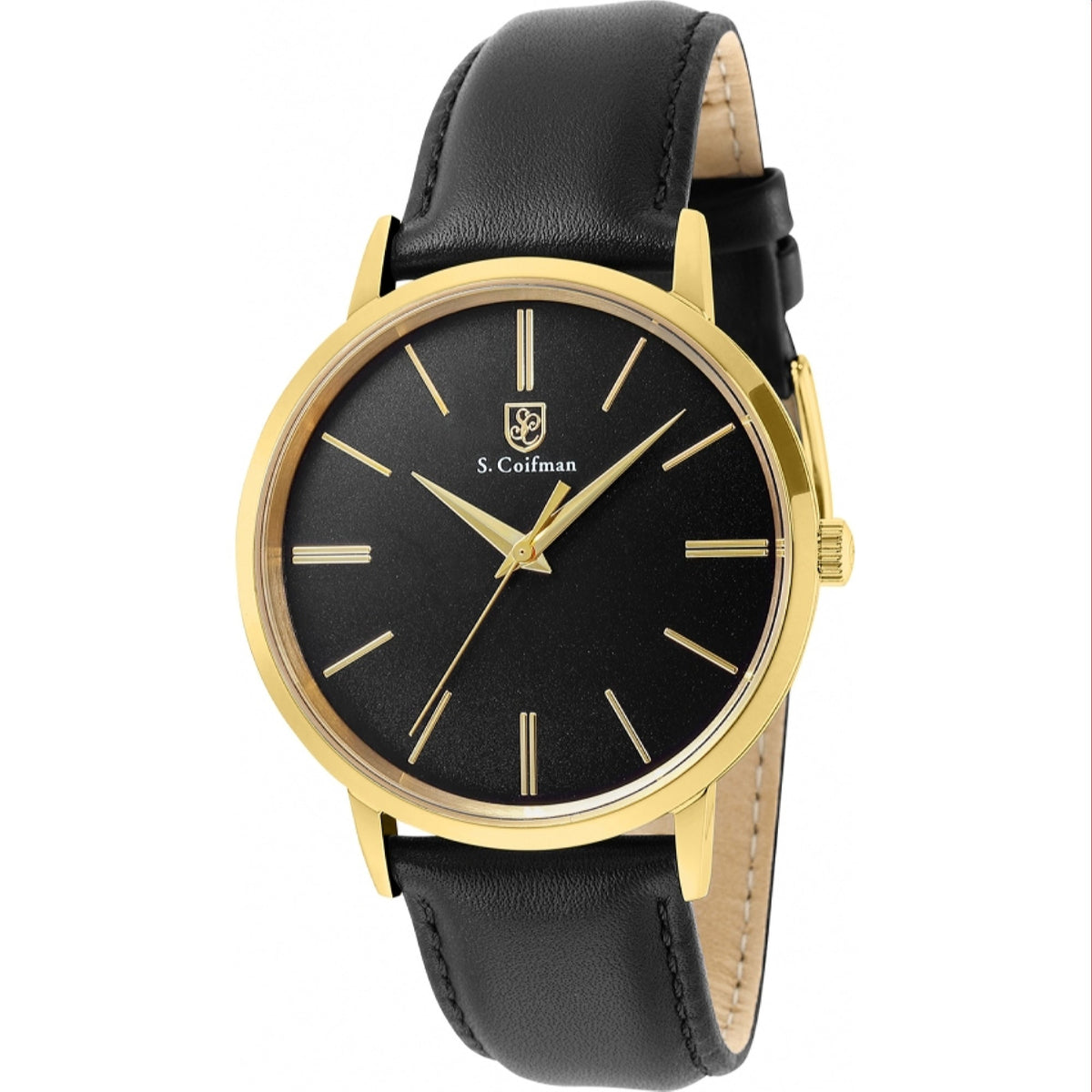 S. Coifman Men's SC0483 Black Leather Watch