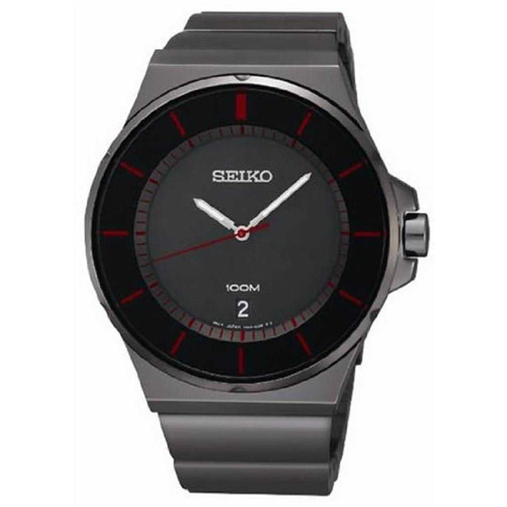 Seiko Men&#39;s SGEG25 Matrix Black Silicone Watch