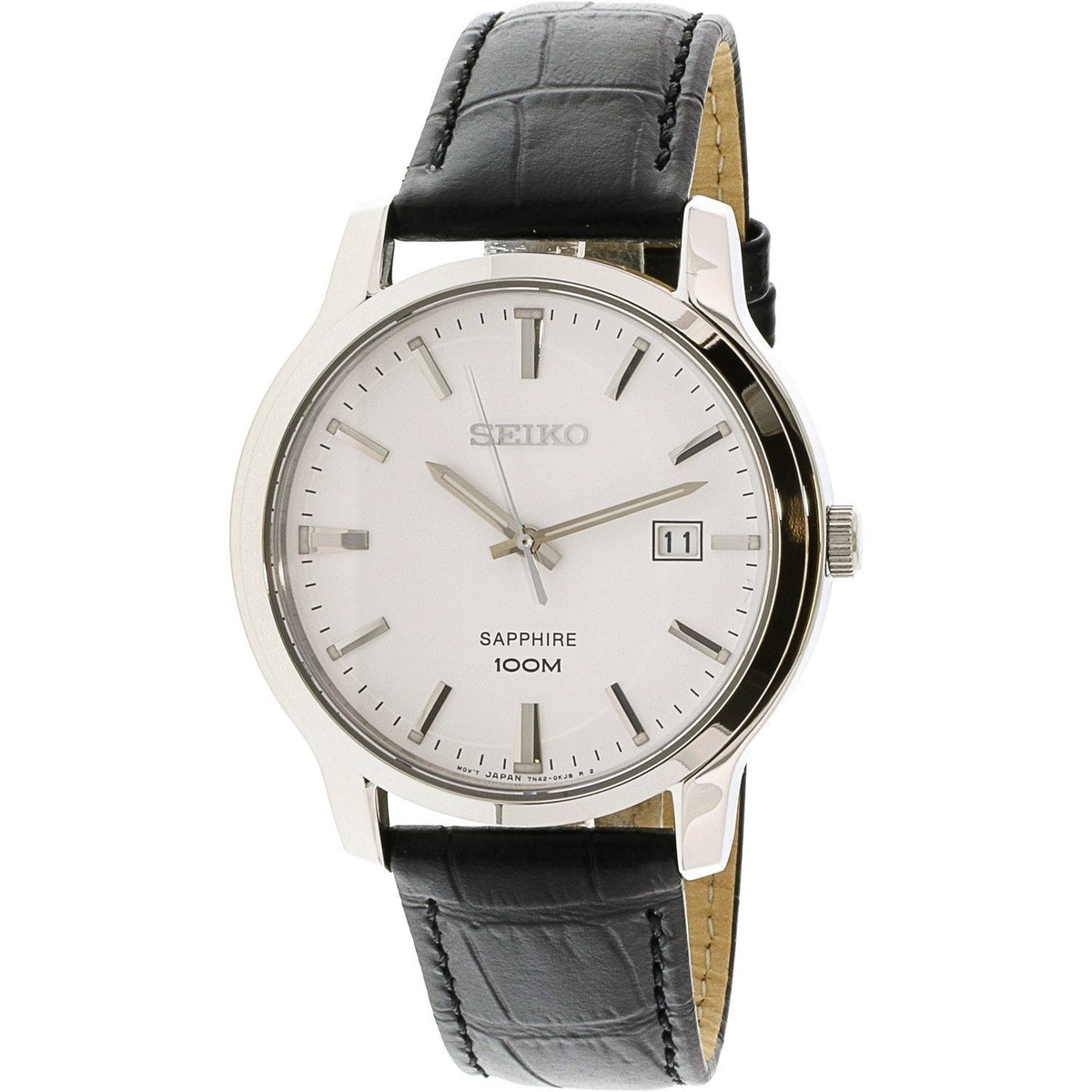 Seiko Men's SGEH43 Black Leather Watch