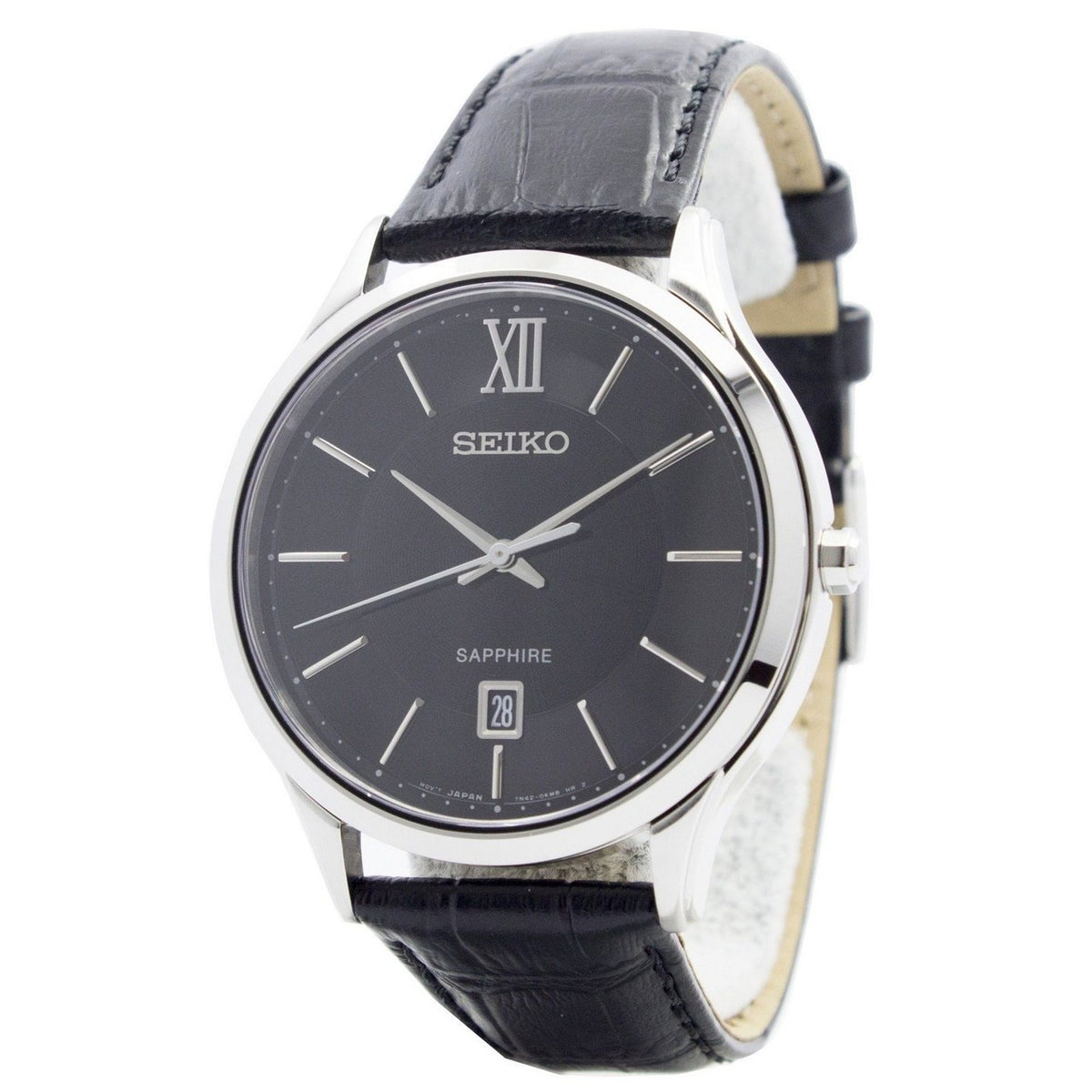Seiko Men's SGEH53P2 Sapphire Glass Black Leather Watch