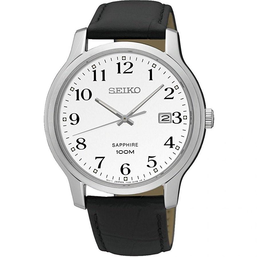 Seiko Men&#39;s SGEH69 Sapphire Black Leather Watch