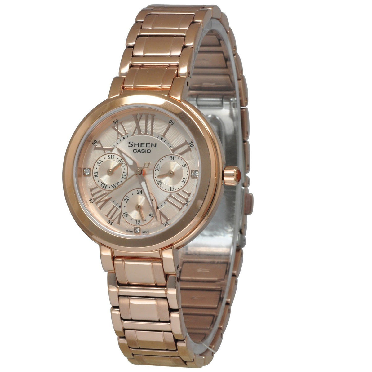 Casio Women's SHE3034PG-9A Sheen Crystal Rose-Tone Stainless Steel Watch