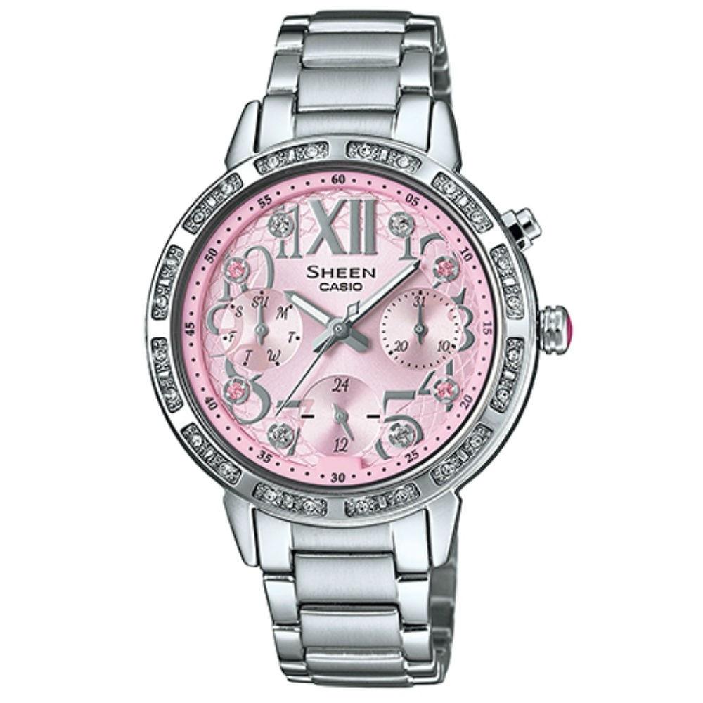 Casio Women's SHE3036D-4A Sheen Crystal Stainless Steel Watch