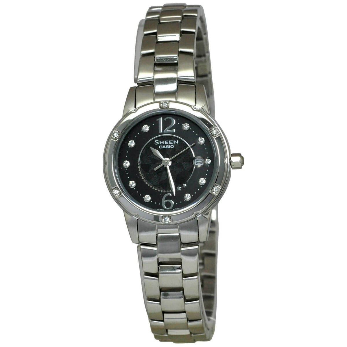 Casio Women's SHE4021D-1A Sheen Crystal Stainless Steel Watch