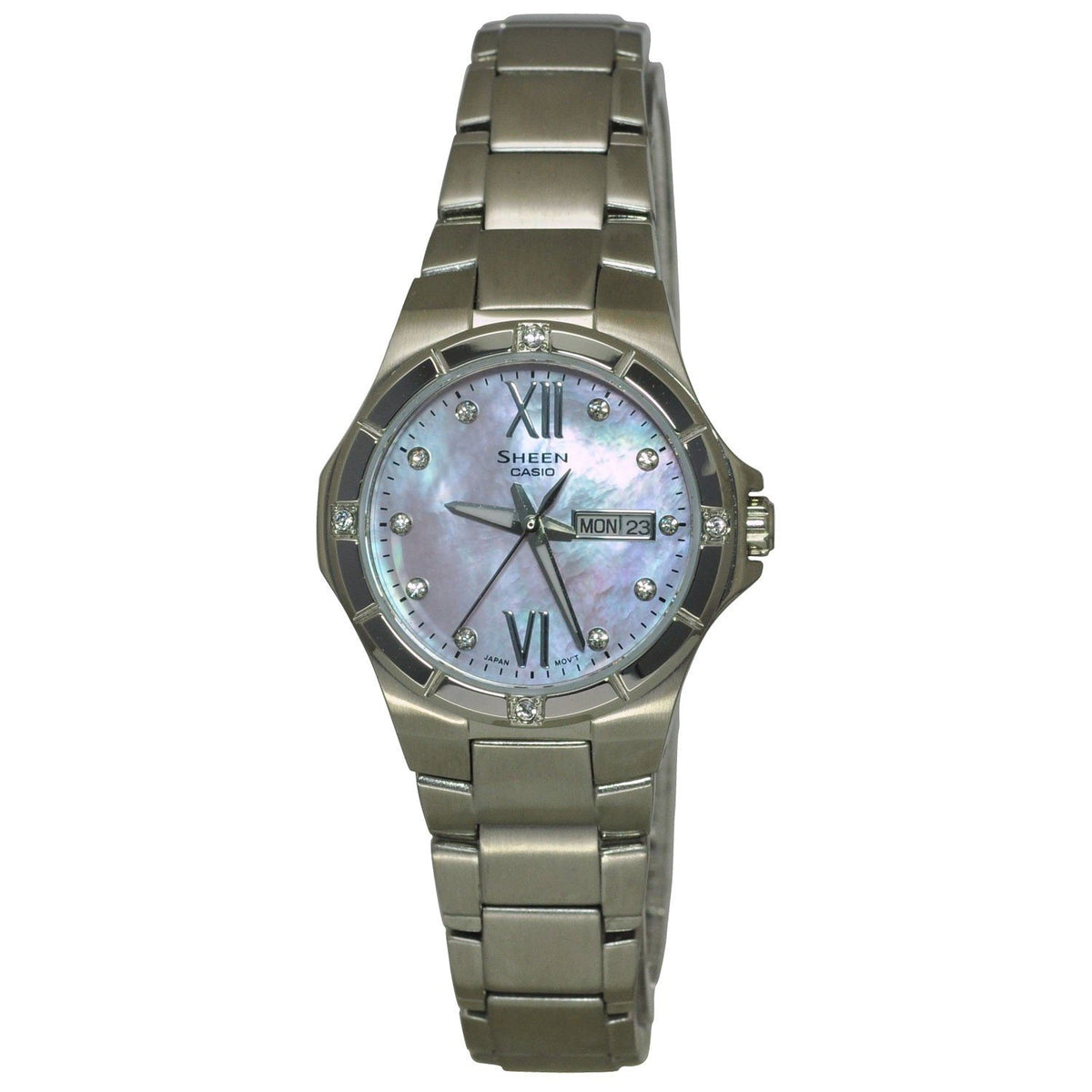 Casio Women's SHE4022D-4A Sheen Crystal Stainless Steel Watch