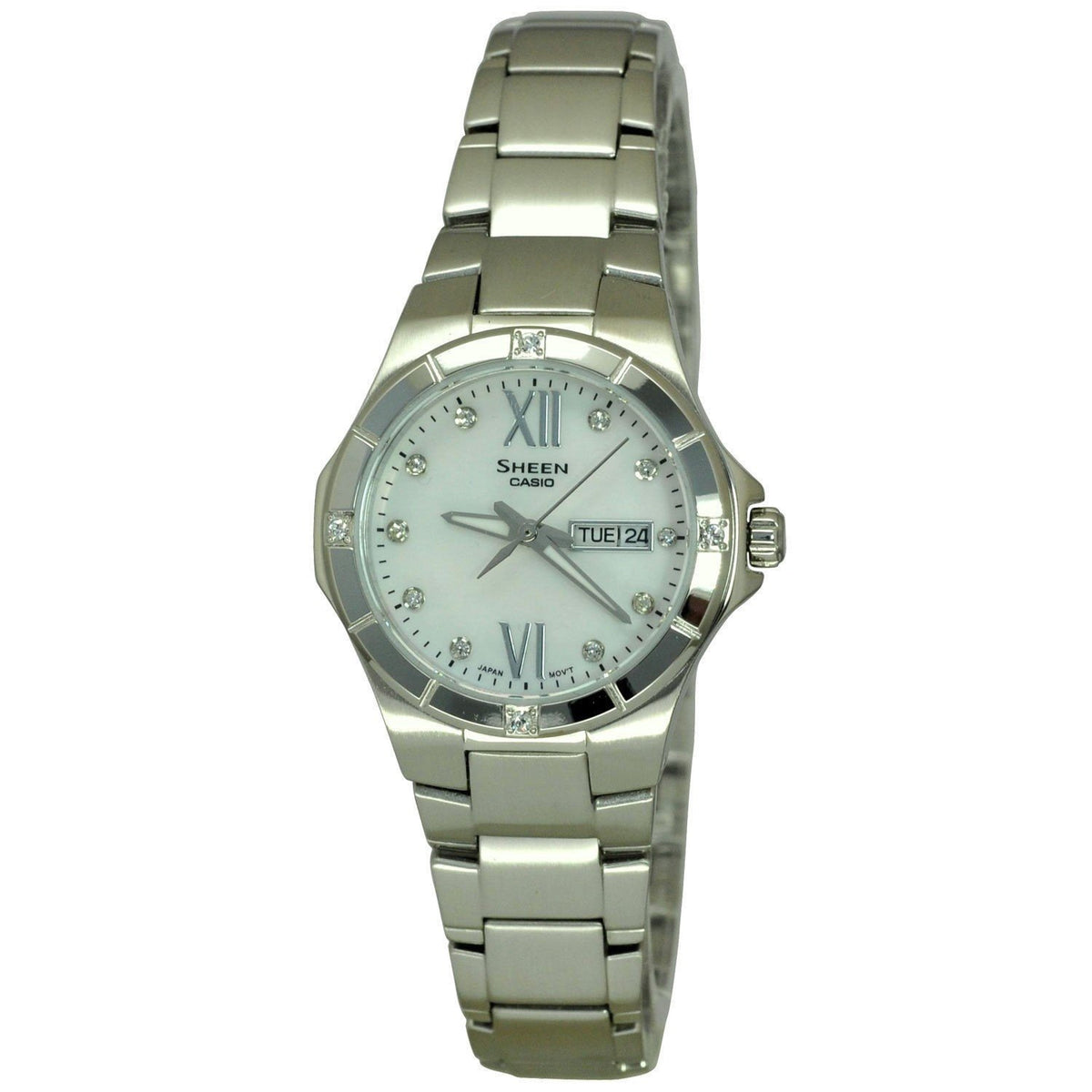 Casio Women's SHE4022D-7A Sheen Crystal Stainless Steel Watch