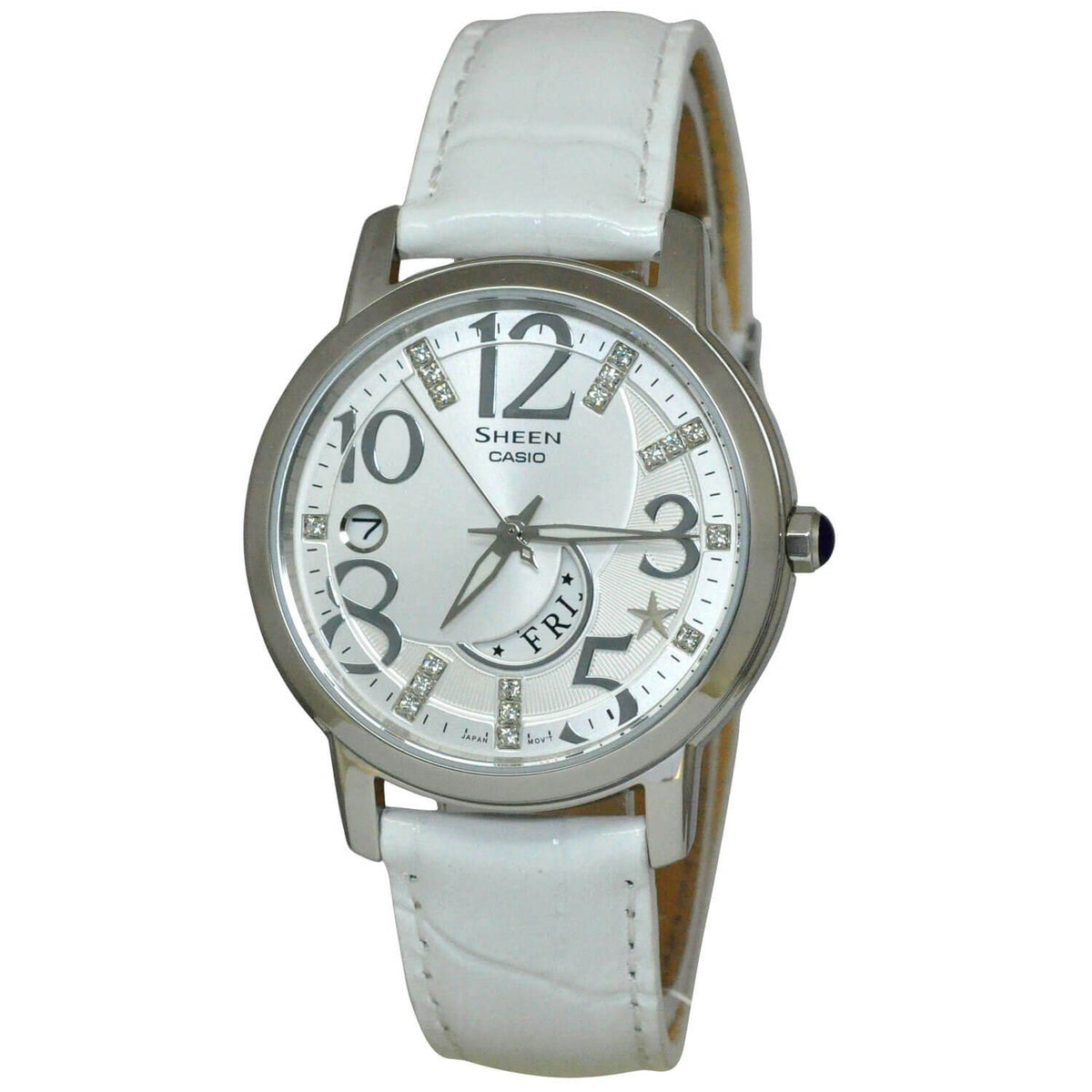 Casio Women's SHE4028L-7A Sheen Crystal White Leather Watch