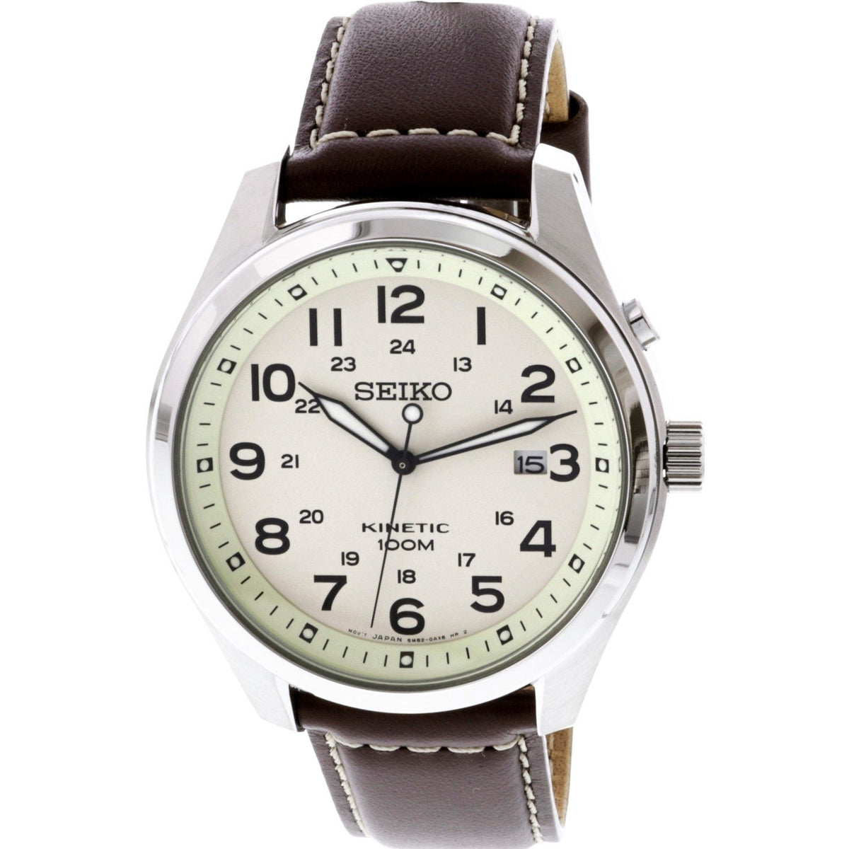 Seiko Men's SKA723 Kinetic Brown Leather Watch