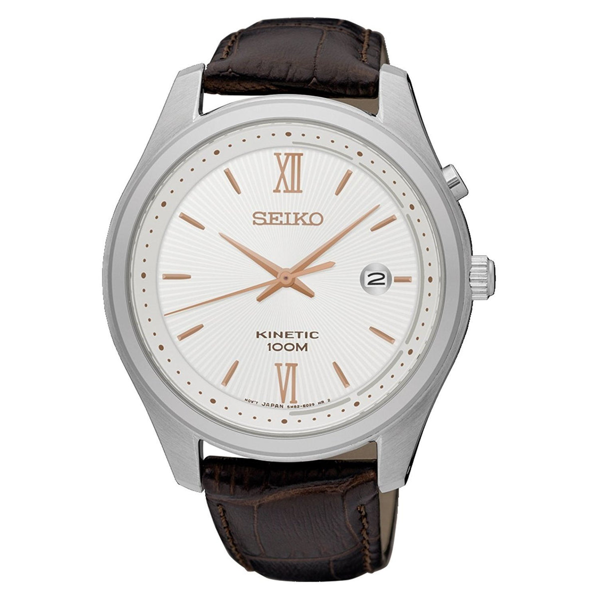 Seiko Men&#39;s SKA773 Kinetic Brown Leather Watch