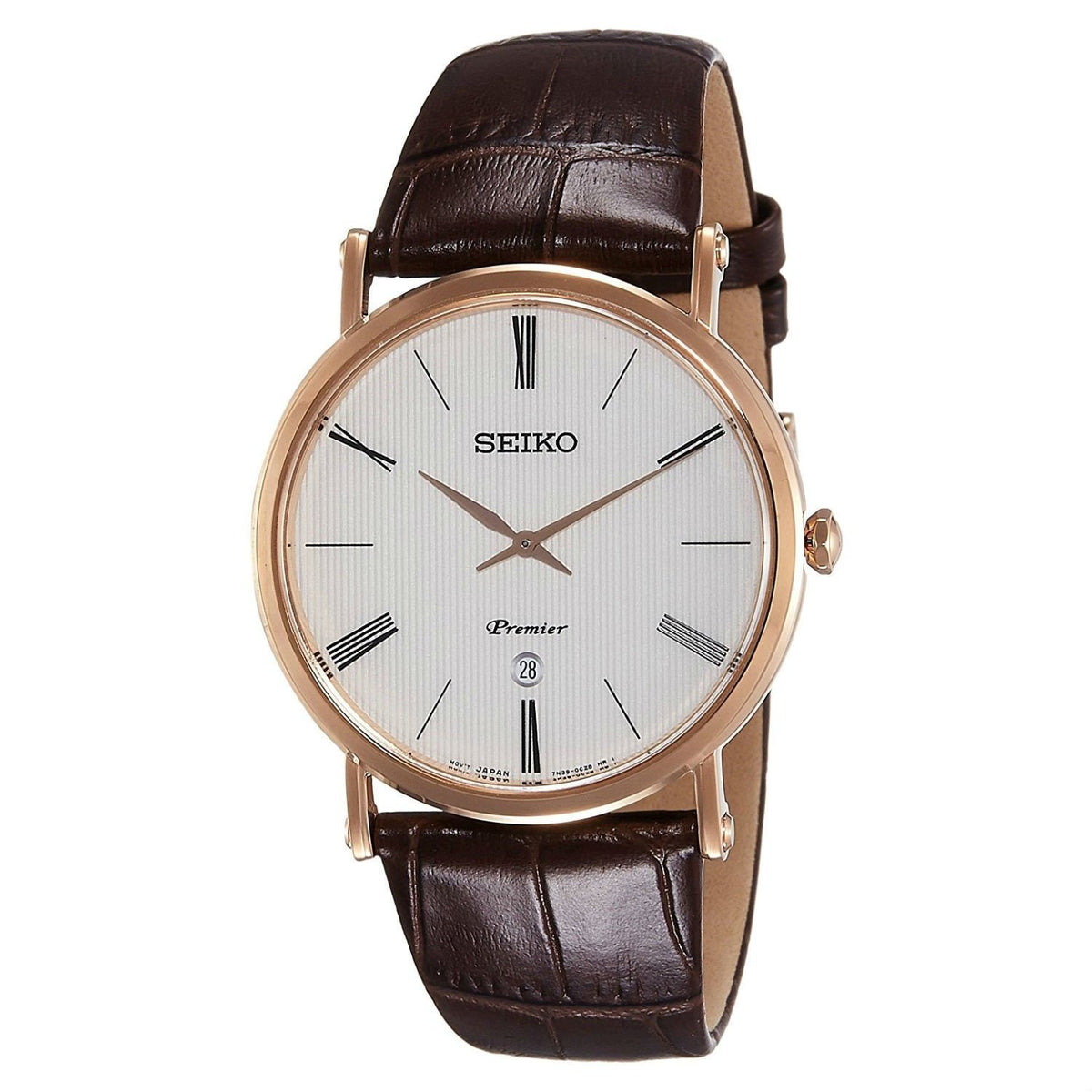 Seiko Men's SKP398 Premium Brown Leather Watch