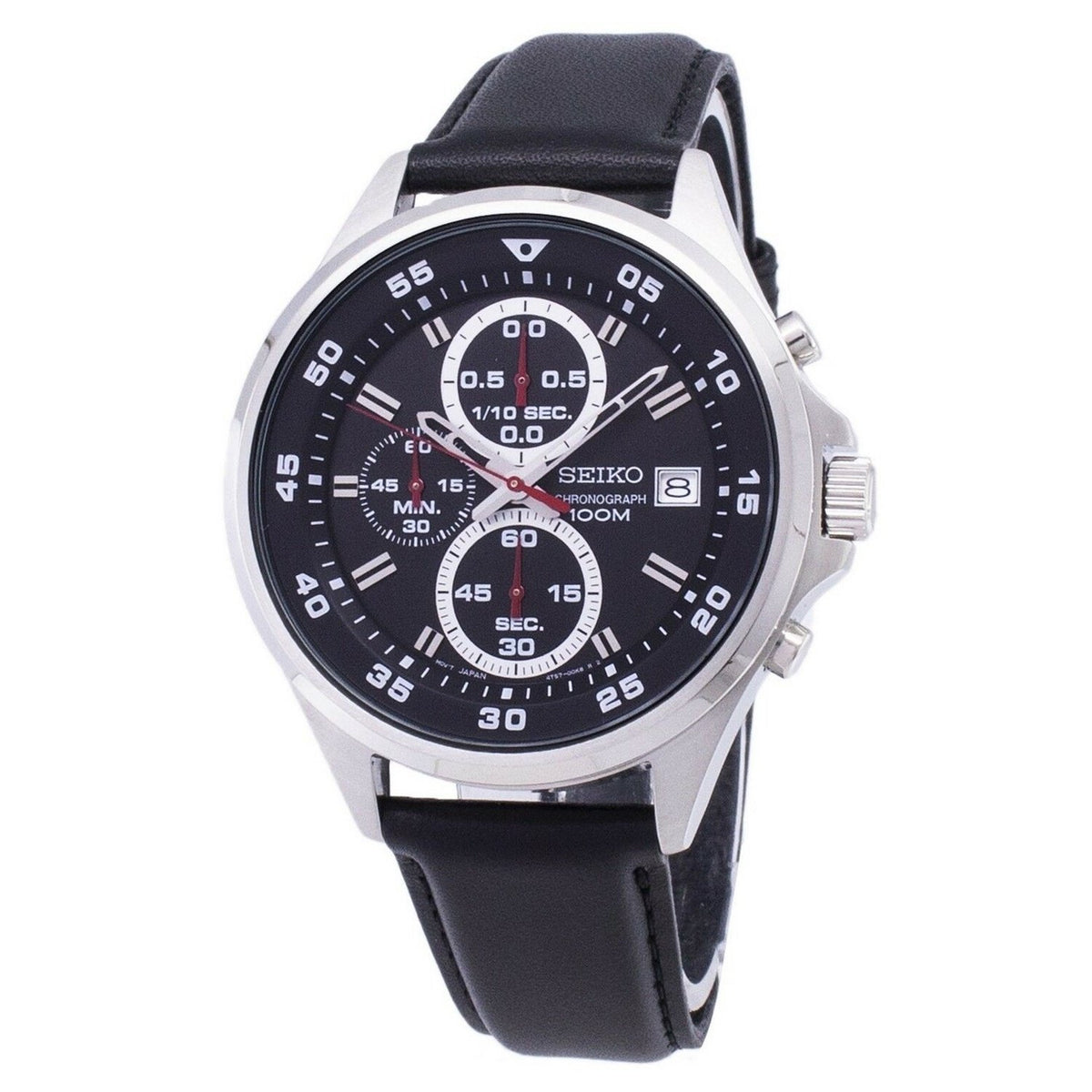 Seiko Men's SKS635 Classic Chronograph Black Leather Watch