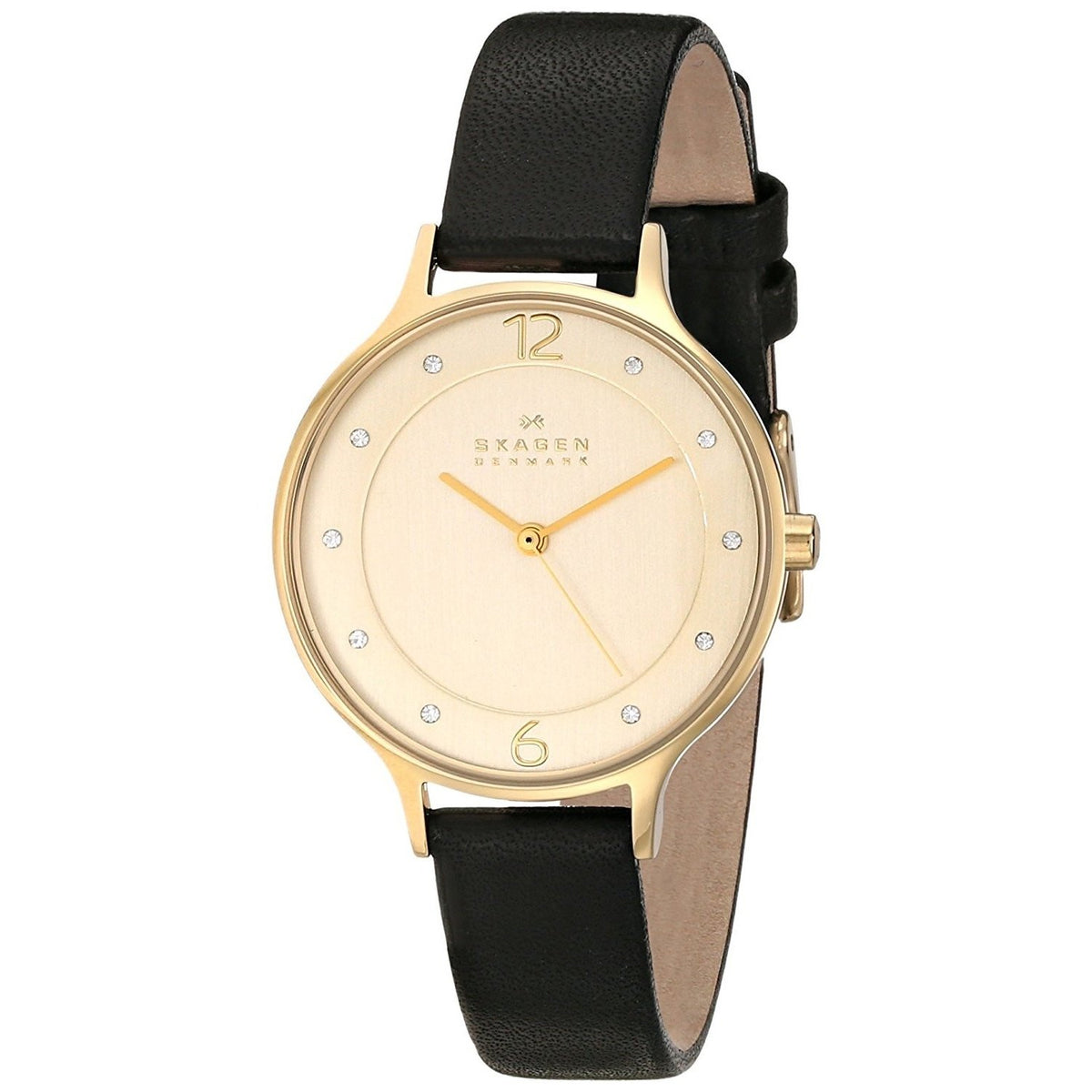 Skagen Women's SKW2266 Anita Crystal Black Leather Watch