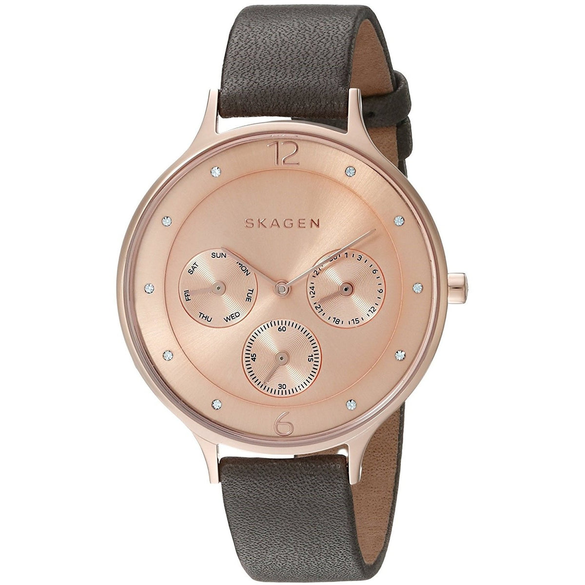 Skagen Women's SKW2392 Anita Multi-Function Crystal Black Leather Watch
