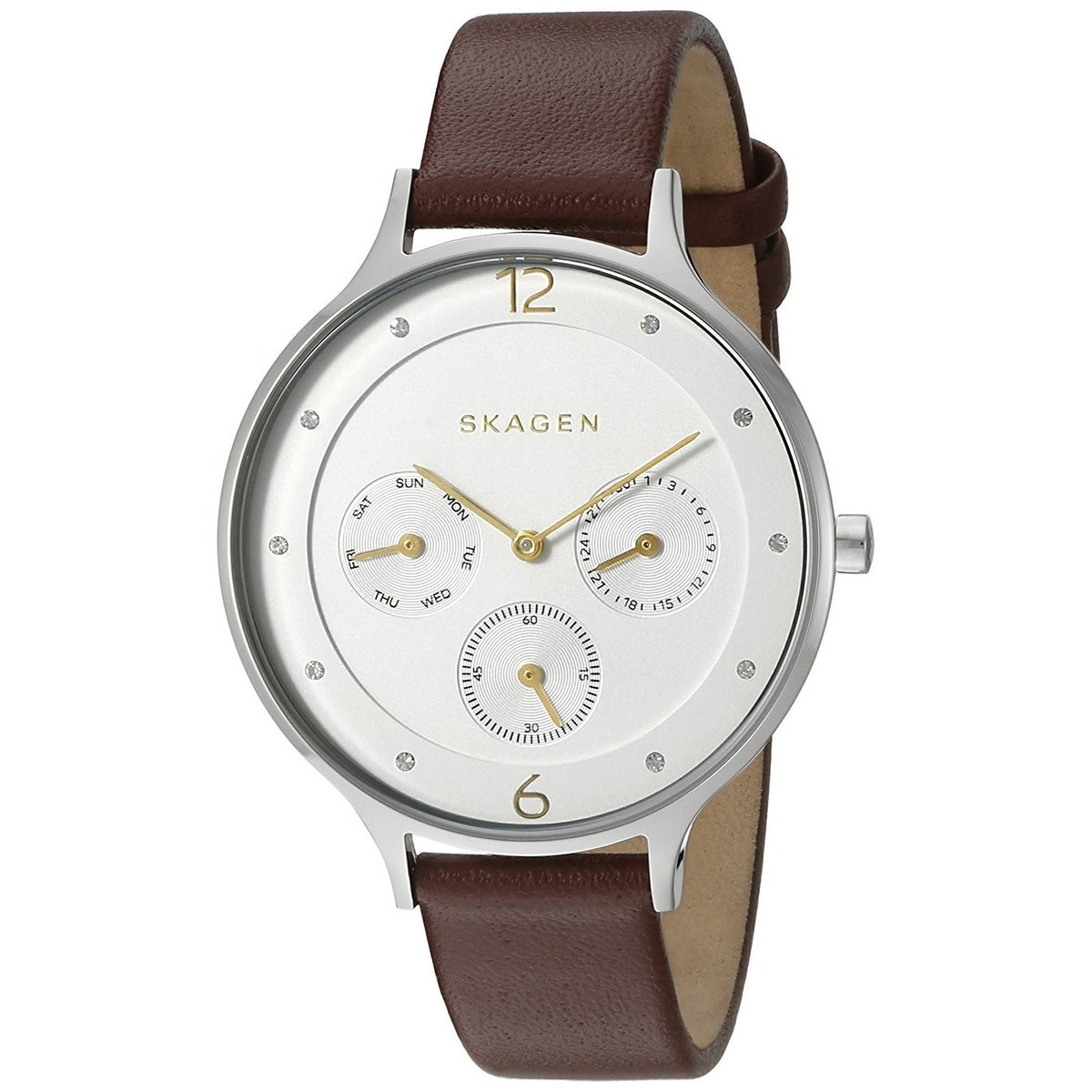 Skagen Women's SKW2394 Anita Multi-Function Crystal Brown Leather Watch