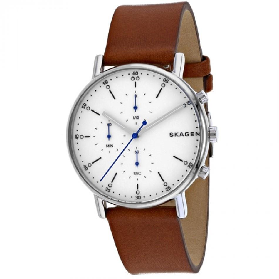 Skagen Men's SKW6462 Signatur Chronograph Brown Leather Watch