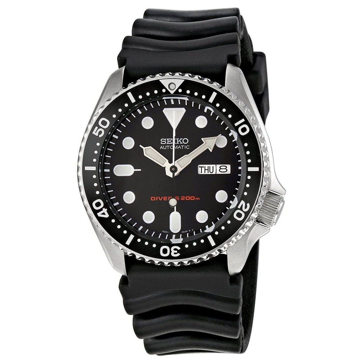 Seiko Men&#39;s SKX007J1 Diver Automatic Black Rubber Watch