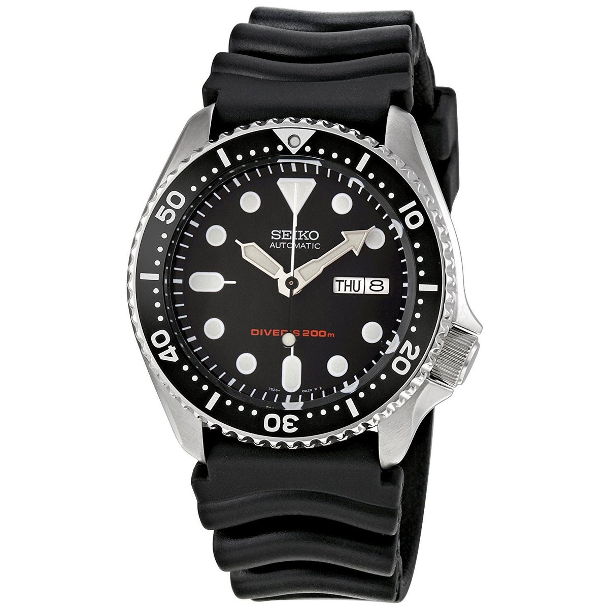 Seiko Men&#39;s SKX007K1 Diver Automatic Black Rubber Watch