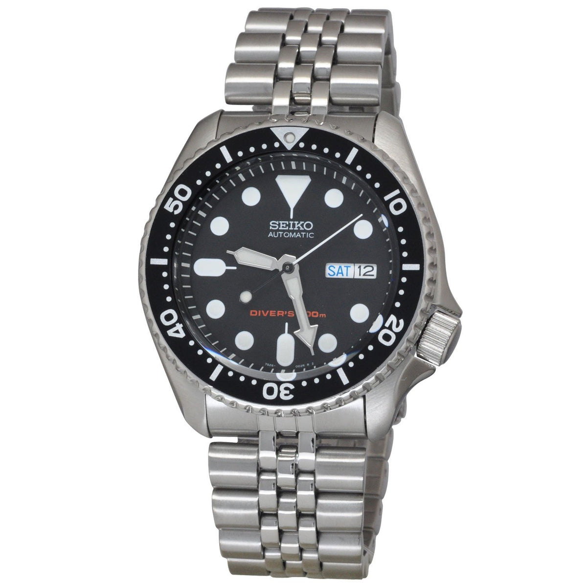 Seiko Men&#39;s SKX007K2 Diver Day and Date Black Stainless Steel Watch