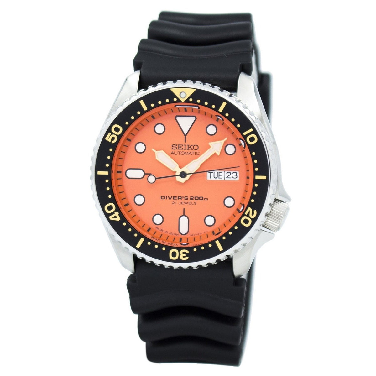 Seiko Men&#39;s SKX011J1 Diver Automatic Black Rubber Watch