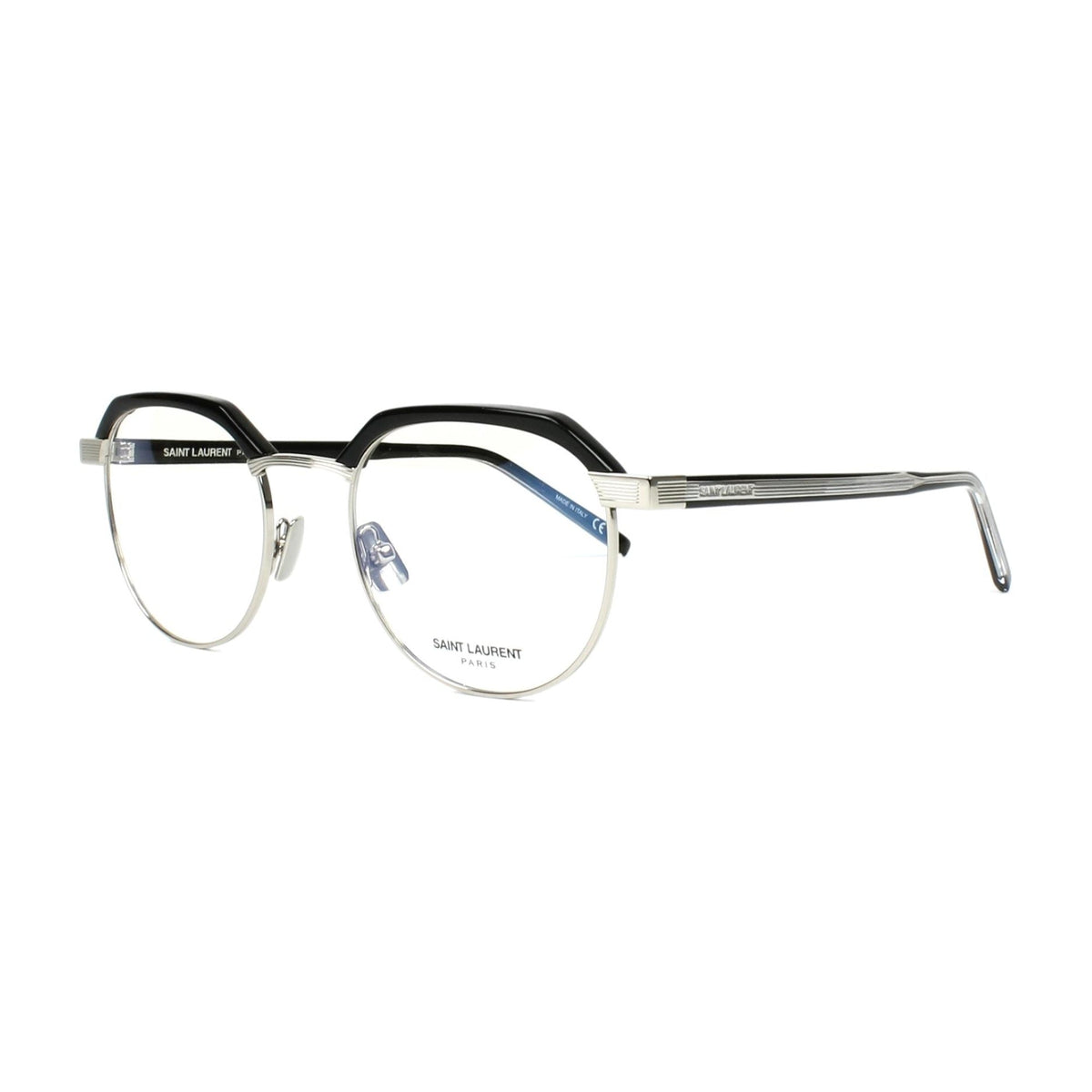 Saint Laurent Unisex Sunglasses Fall Winter 2016 Black Transparent Demo Lens Demo Lens Silver SL 124 001