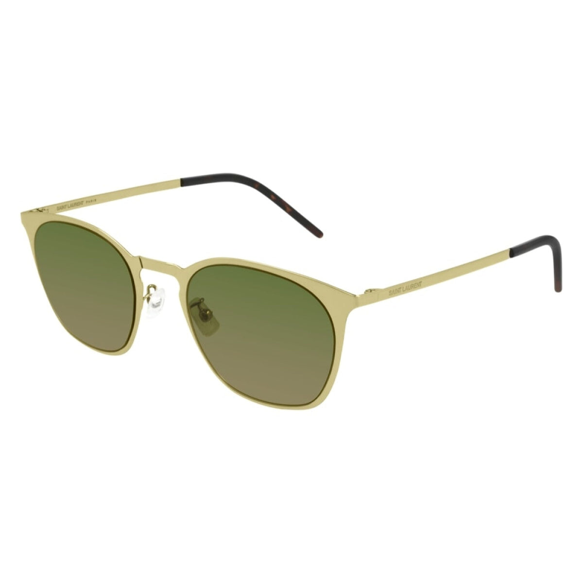 Saint Laurent Unisex Sunglasses Spring Summer 2021 Gold Green Nylon Nylon Light SL 28 SLIM METAL 004