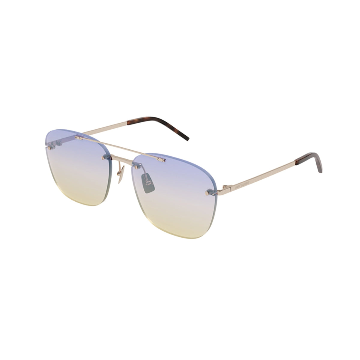 Saint Laurent Unisex Sunglasses Fall Winter 2021 Gold Violet Nylon Nylon Red SL 309 RIMLESS 004