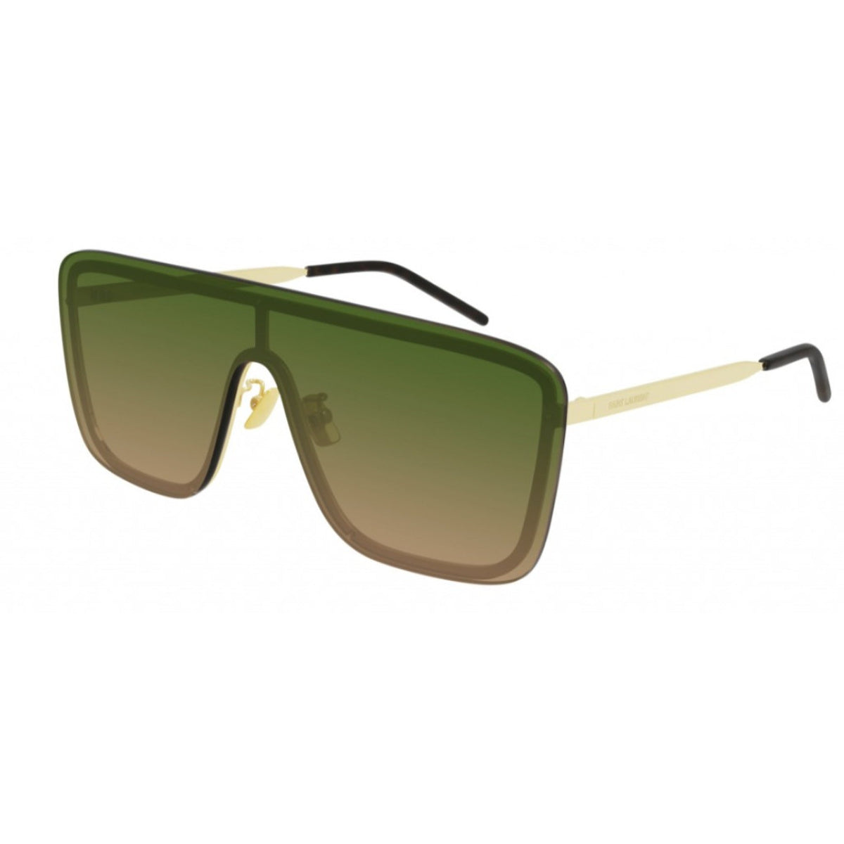 Saint Laurent Unisex Sunglasses Spring Summer 2021 Gold Green Nylon Nylon Light SL 364 MASK 007