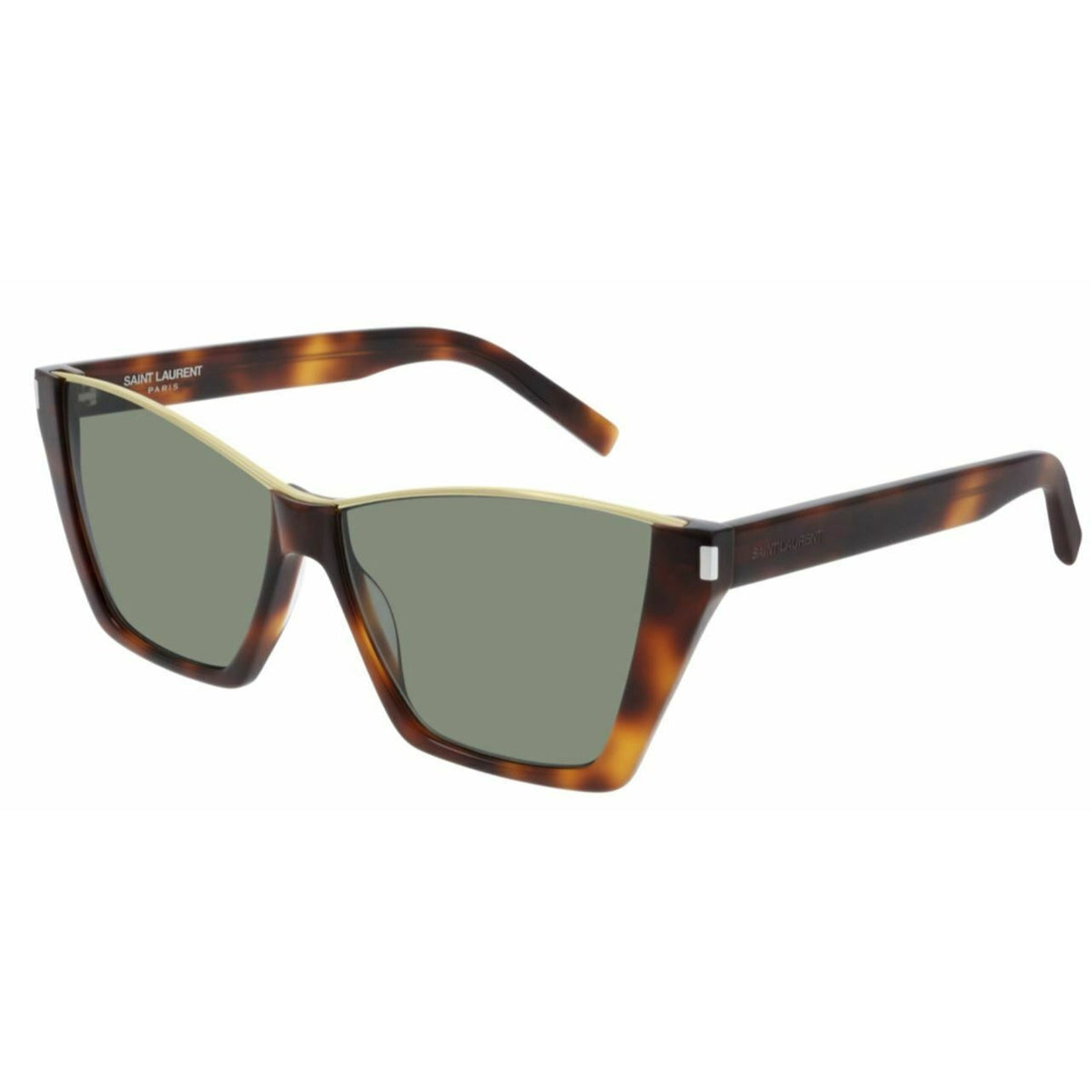 Saint Laurent Women's Sunglasses Spring Summer 2020 Havana Green Nylon Nylon Shiny SL 369 KATE 002