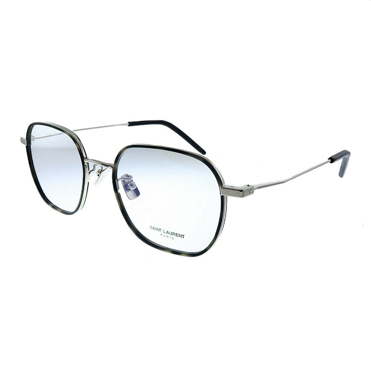 Saint Laurent Unisex Sunglasses Fall Winter 2020 Silver Transparent Demo Lens Demo Lens Grey SL 397F 002