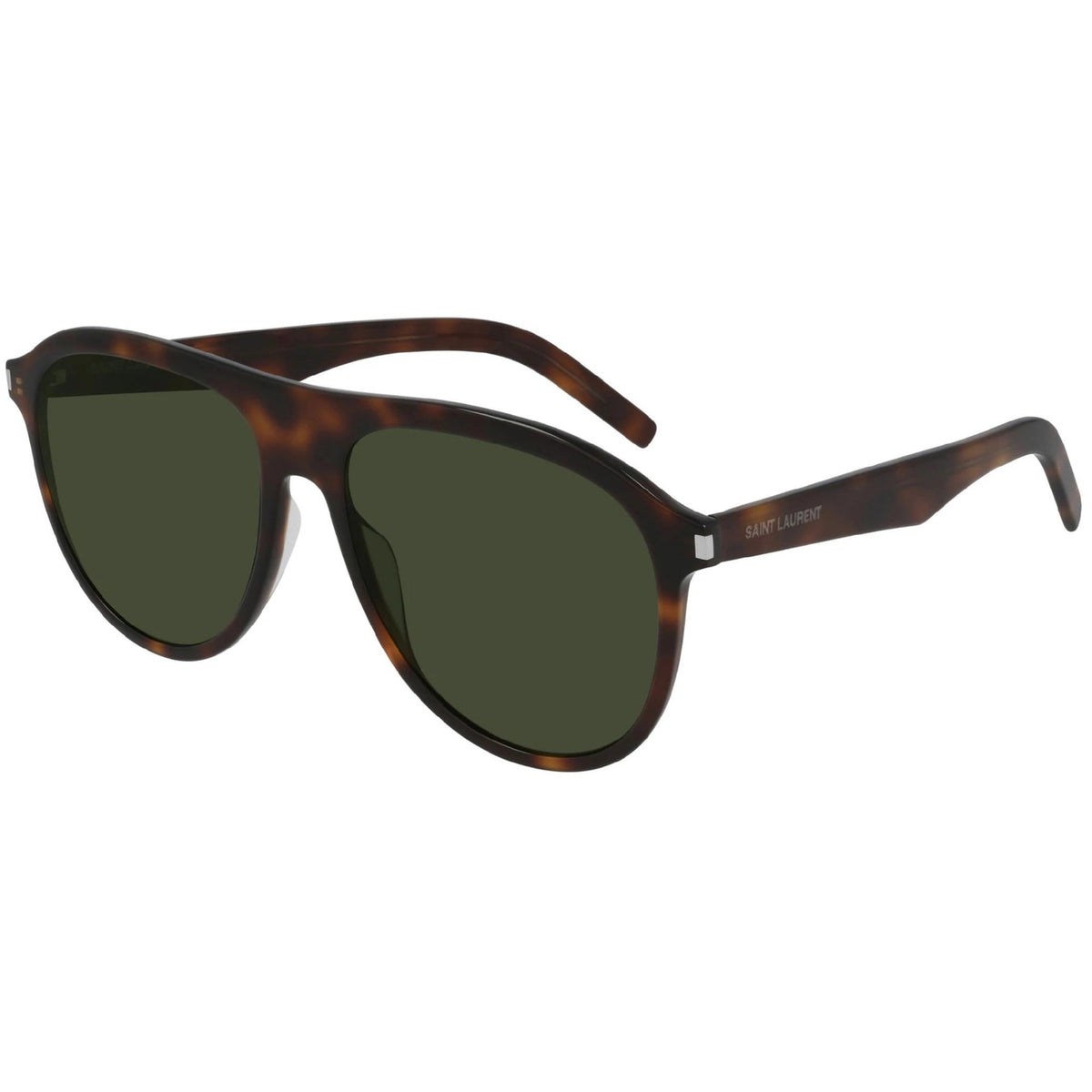 Saint Laurent Men's Sunglasses Spring Summer 2021 Havana Green Nylon Nylon Shiny SL 432 SLIM 002