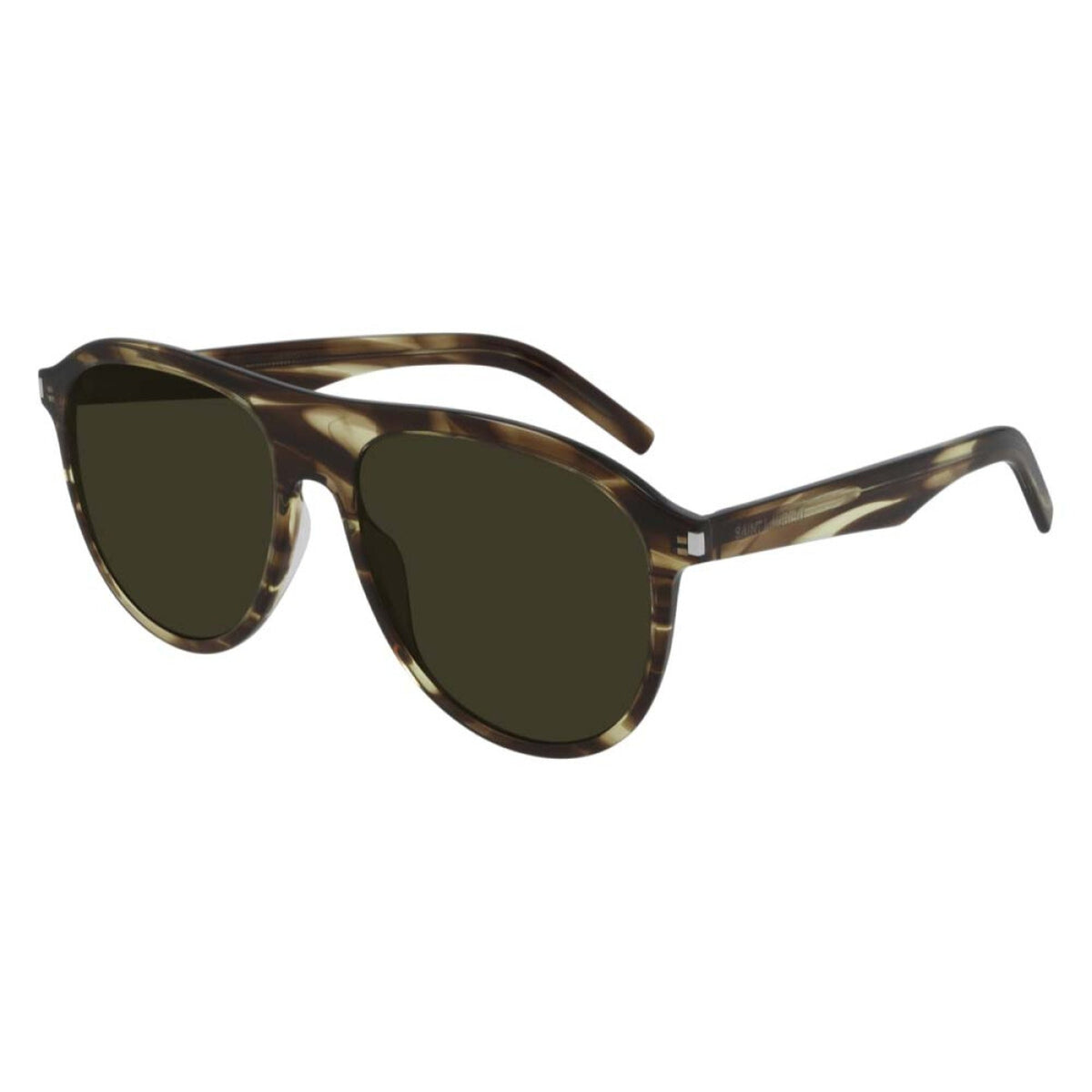 Saint Laurent Men's Sunglasses Spring Summer 2021 Havana Green Nylon Nylon Brown SL 432 SLIM 005